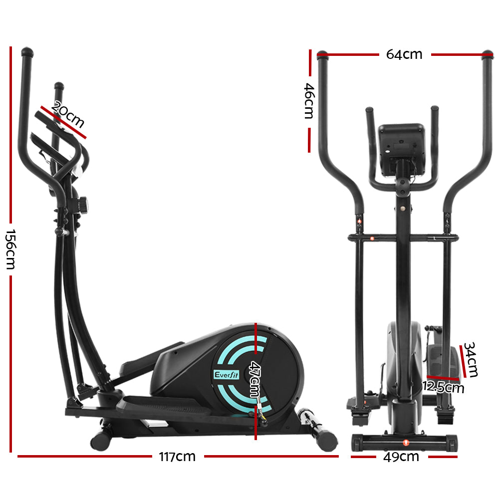 Everfit 100kg Elliptical Cross Trainer Exercise Bike Black