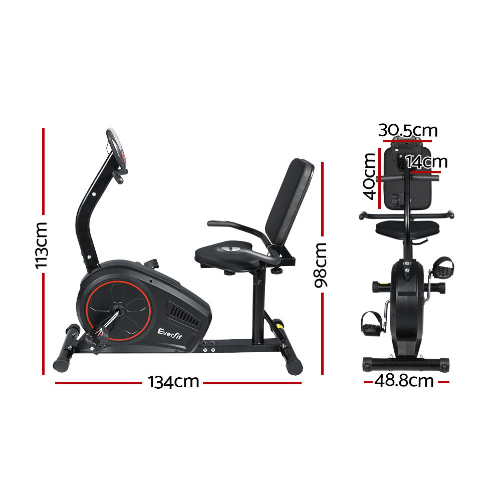 Everfit Recumbent Exercise Bike Magnetic 8-Level Black