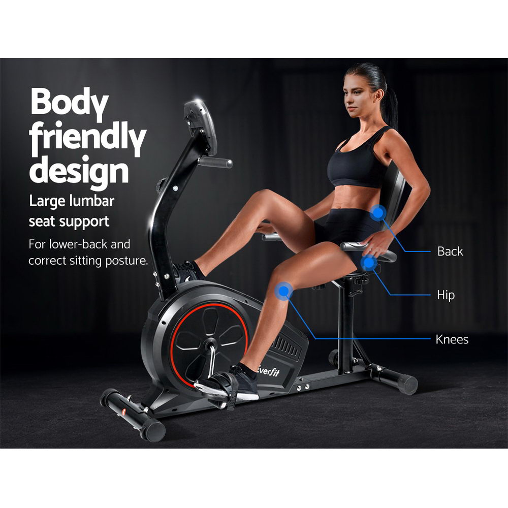 Everfit Recumbent Exercise Bike Magnetic 8-Level Black