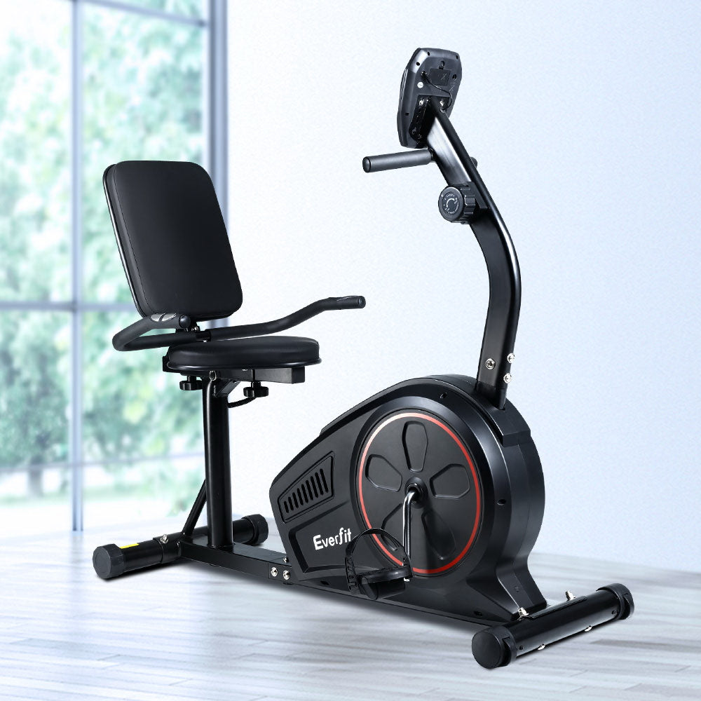 Everfit Recumbent Exercise Bike Magnetic 8-Level Black