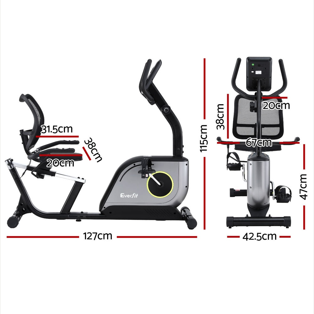 Everfit Recumbent Exercise Bike Magnetic Mesh Chair 120kg Load