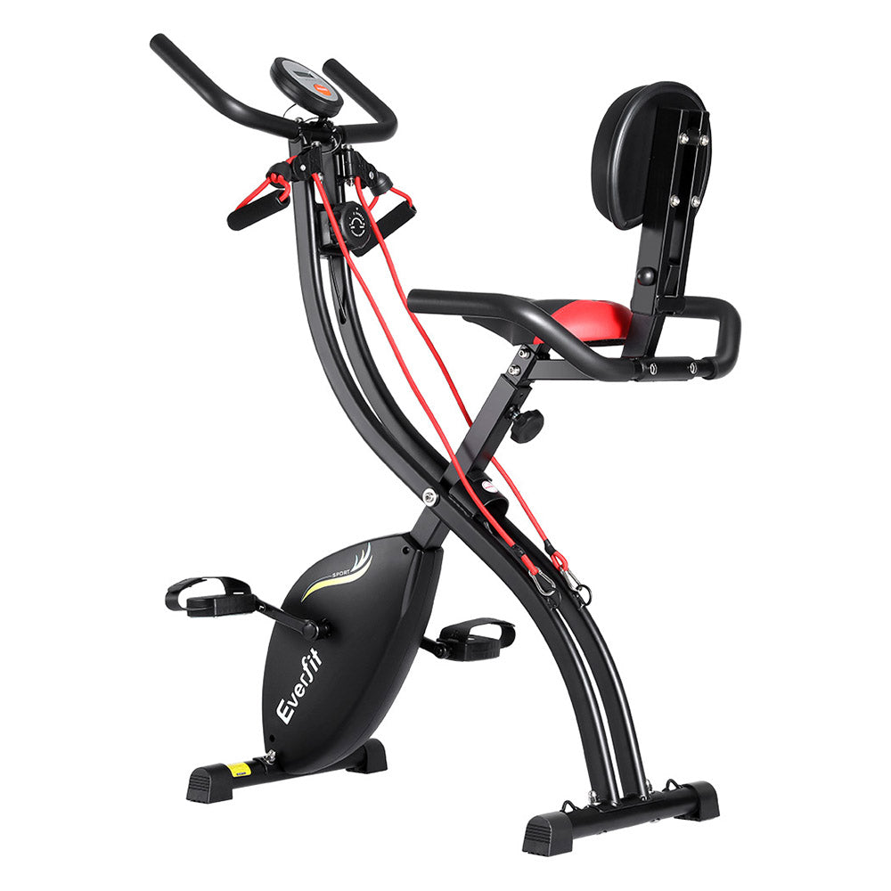 Everfit Folding X-Bike Magnetic Exercise Bike Resistance Ropes