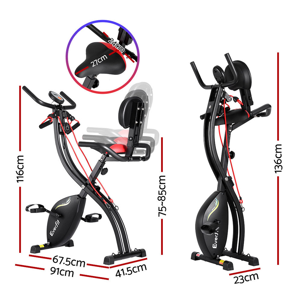 Everfit Folding X-Bike Magnetic Exercise Bike Resistance Ropes