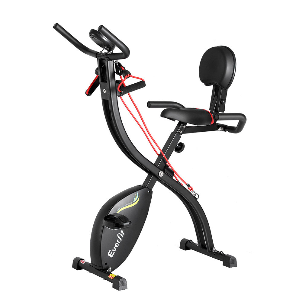 Everfit Folding X-Bike Magnetic Exercise Bike Resistance Ropes