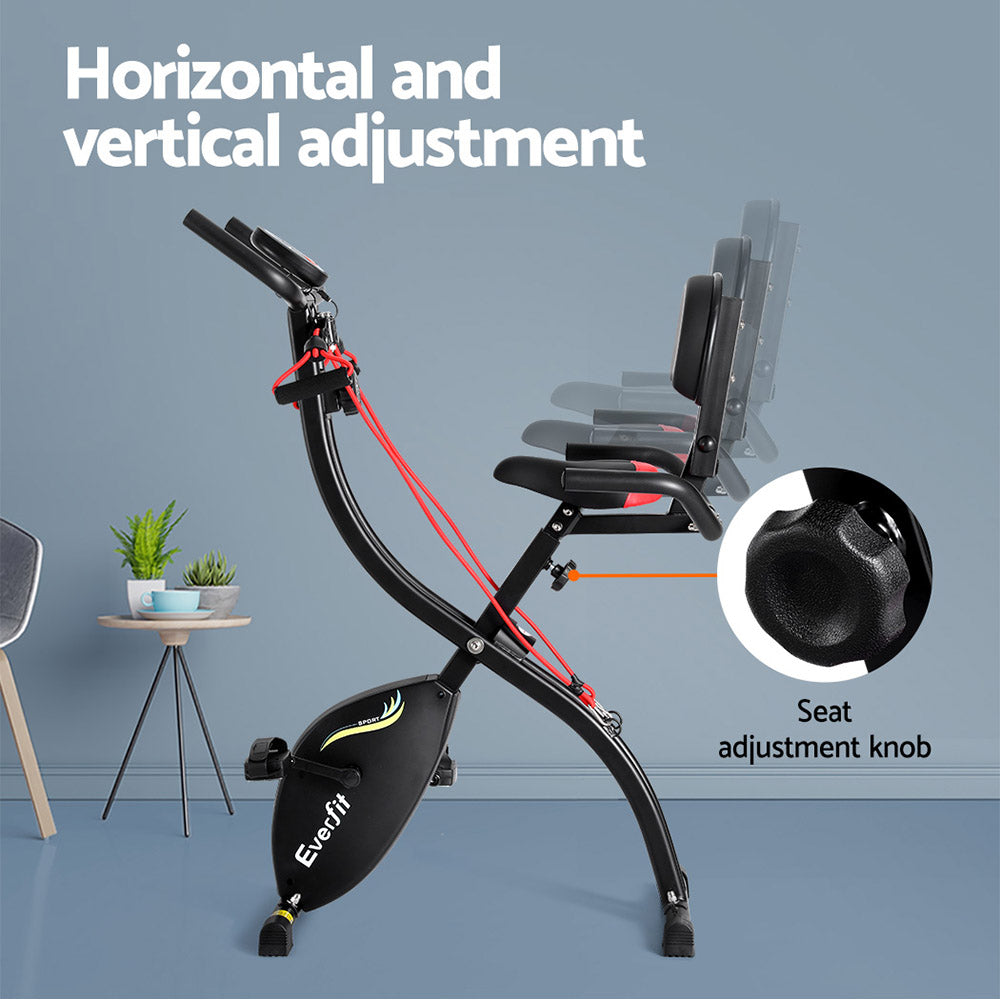 Everfit Folding X-Bike Magnetic Exercise Bike Resistance Ropes