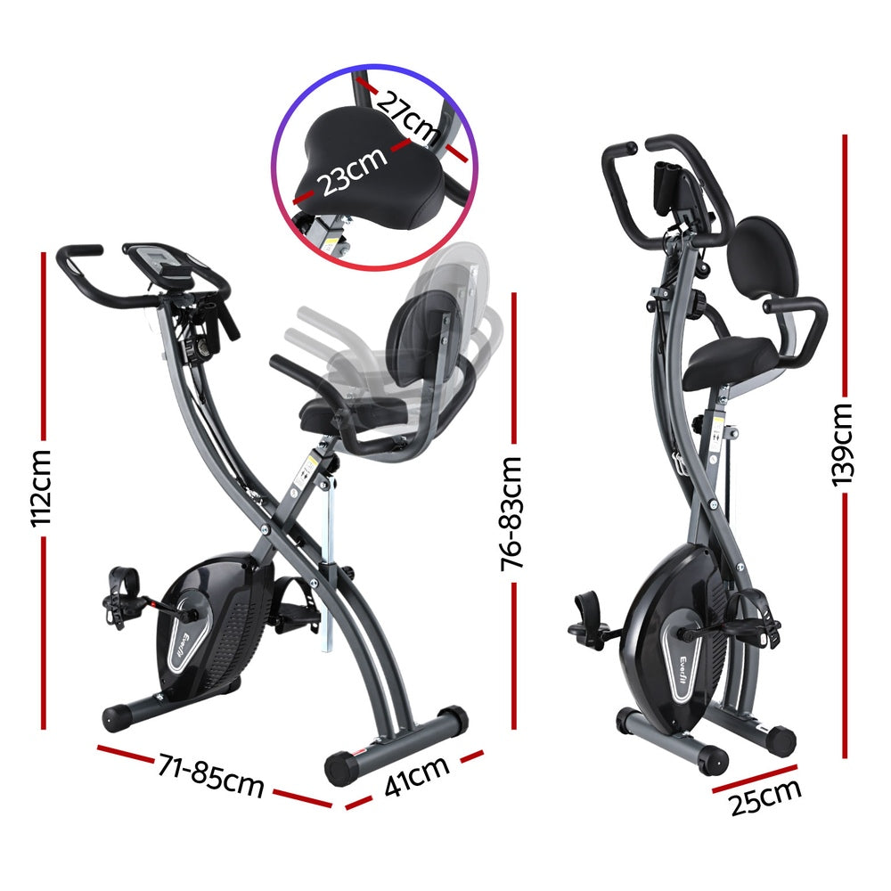 Everfit Folding Magnetic X-Bike Aerobic Trainer with Armrest & Backrest