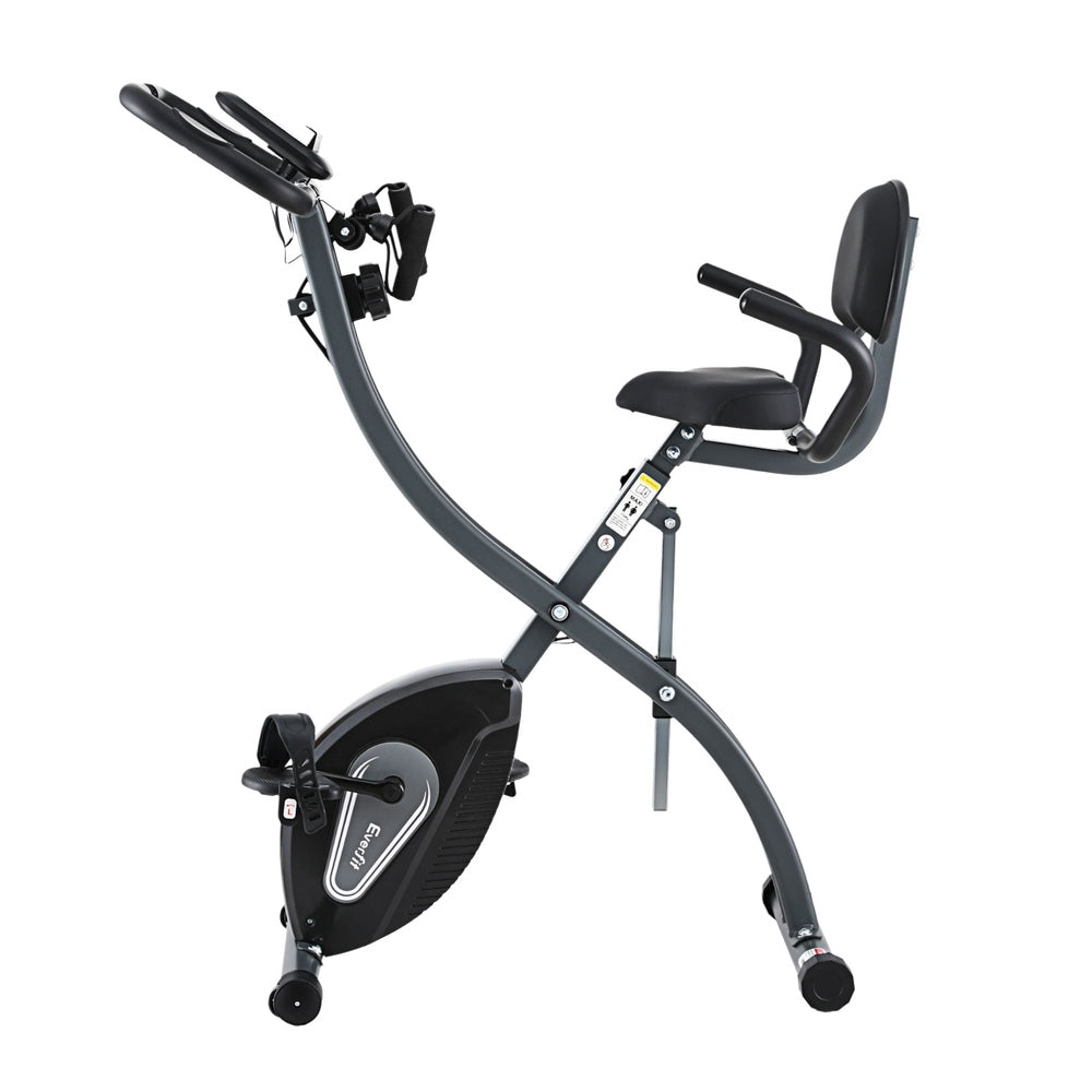 Everfit Folding Magnetic X-Bike Aerobic Trainer with Armrest & Backrest