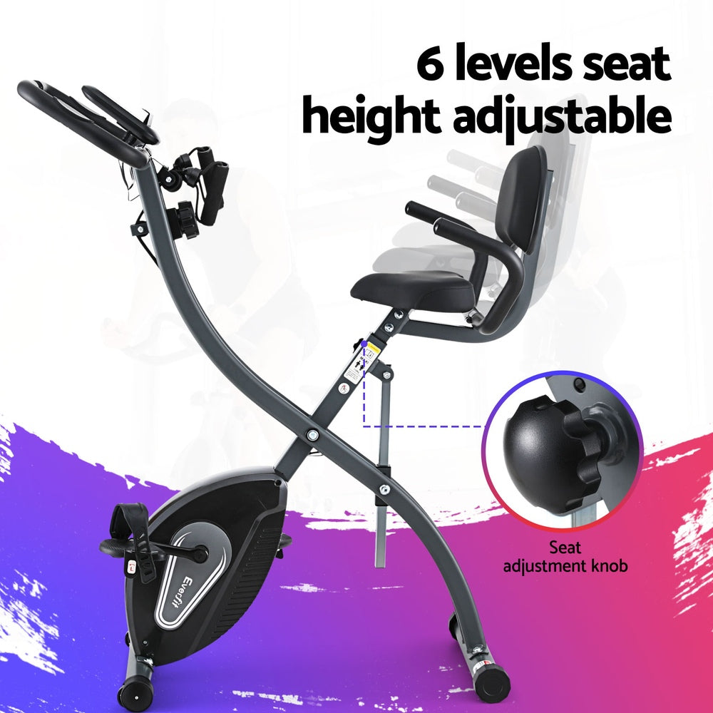 Everfit Folding Magnetic X-Bike Aerobic Trainer with Armrest & Backrest
