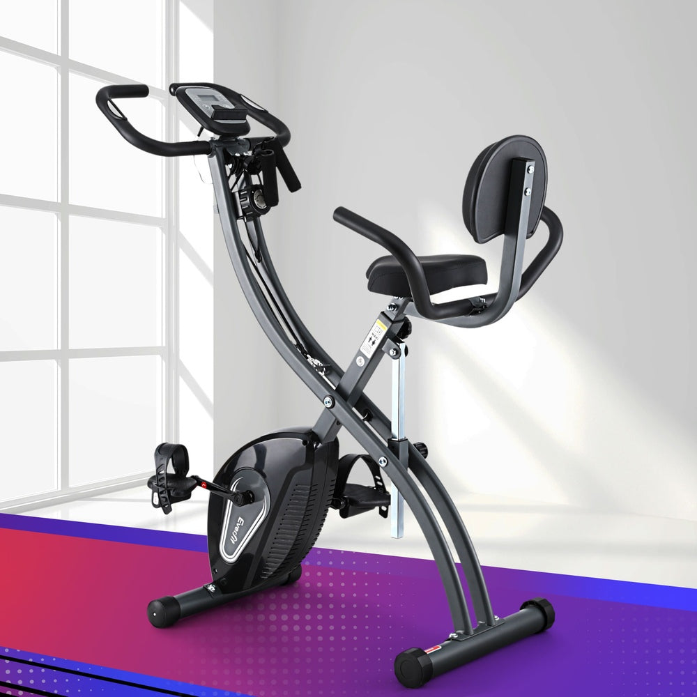 Everfit Folding Magnetic X-Bike Aerobic Trainer with Armrest & Backrest