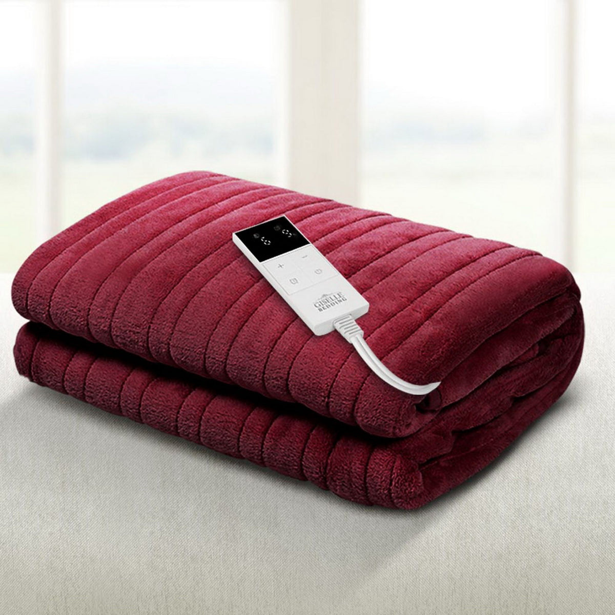 Giselle Electric Heated Throw Rug 160cm x 130cm Red