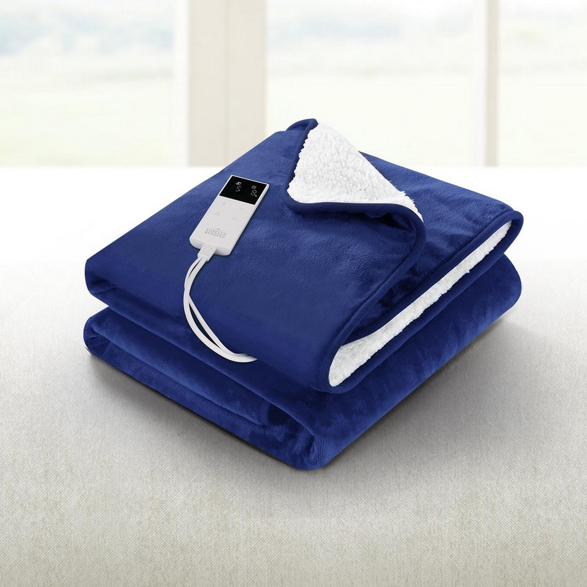 Giselle Electric Throw Rug Heated Blanket Navy