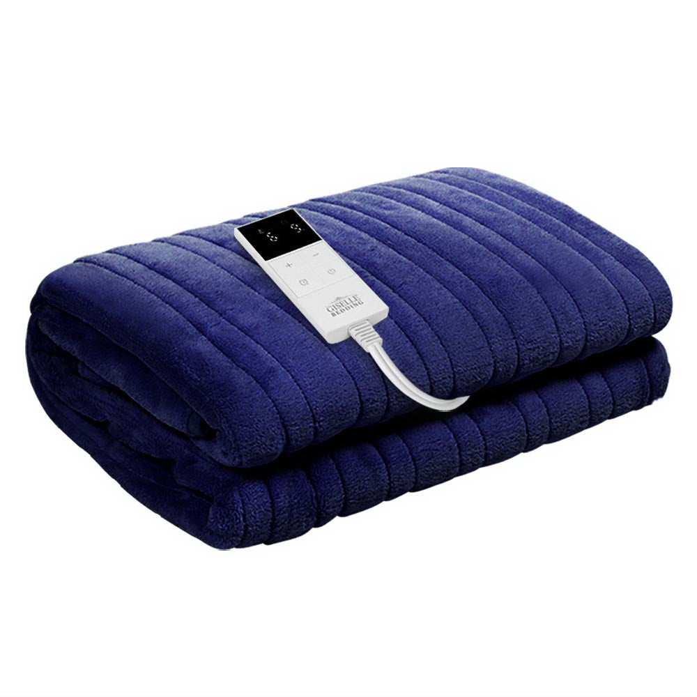 Giselle Bedding Electric Throw Rug Navy Coral Fleece