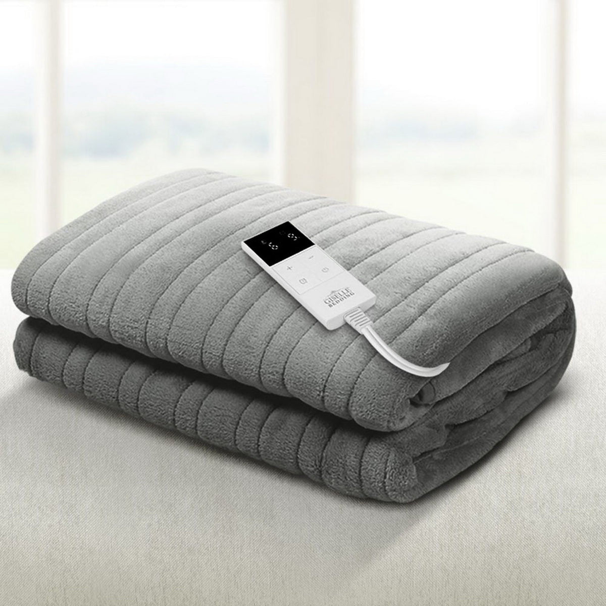 Giselle Bedding Heated Electric Throw Rug 160cm x 130cm Silver