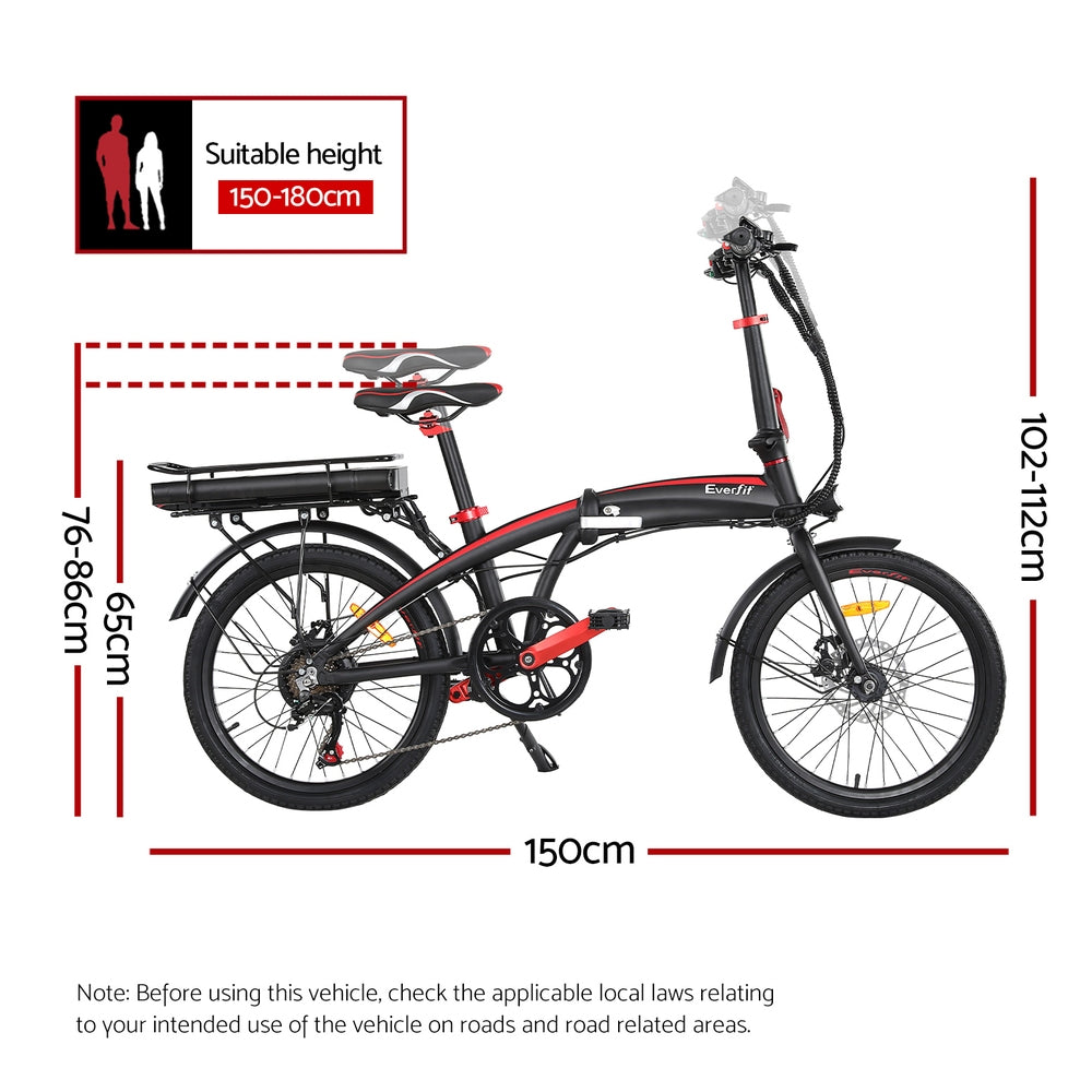 Everfit 20" Folding Electric Bike Urban eBike 250W Rechargeable Battery