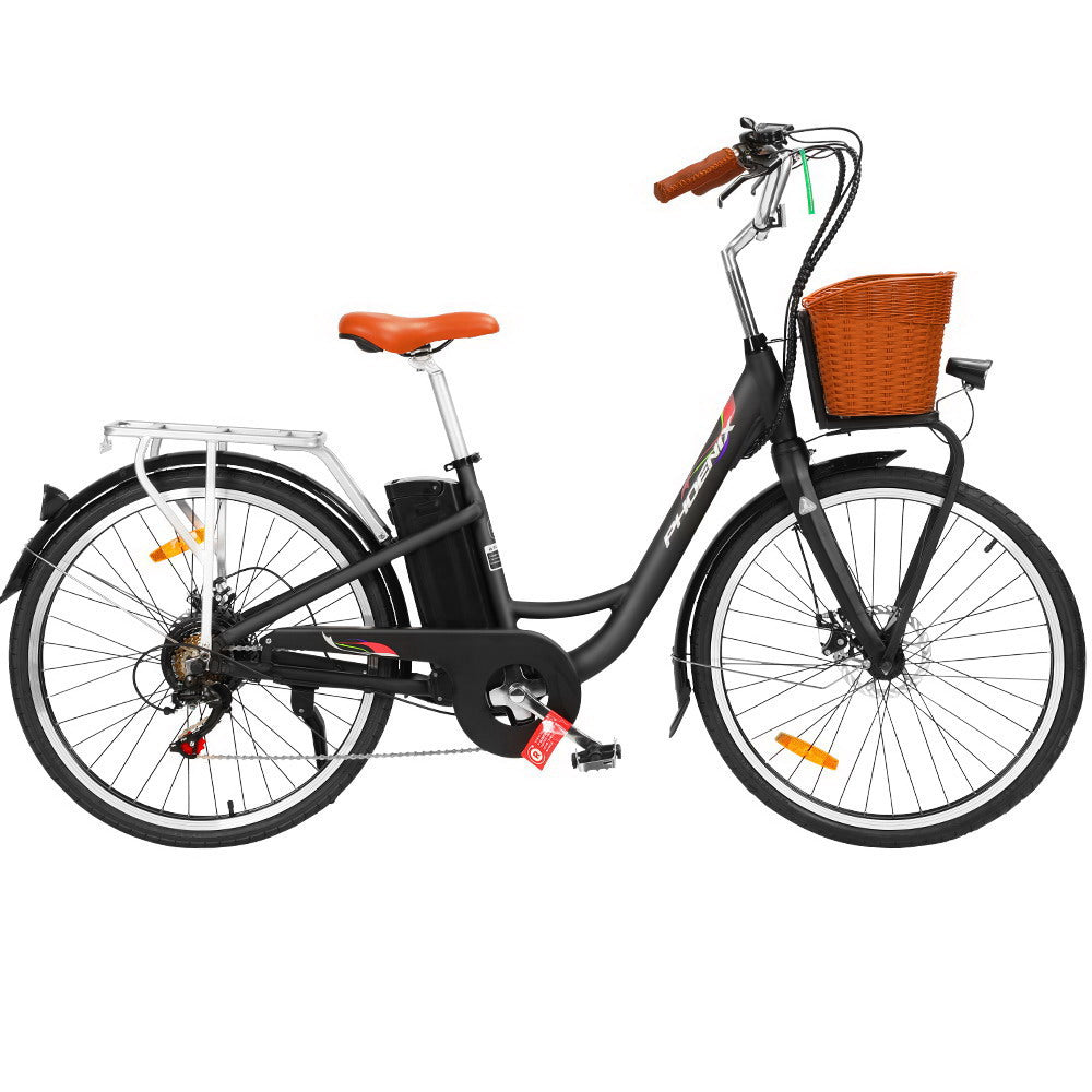 Phoenix 26" Urban Electric Bike Removable Battery Black