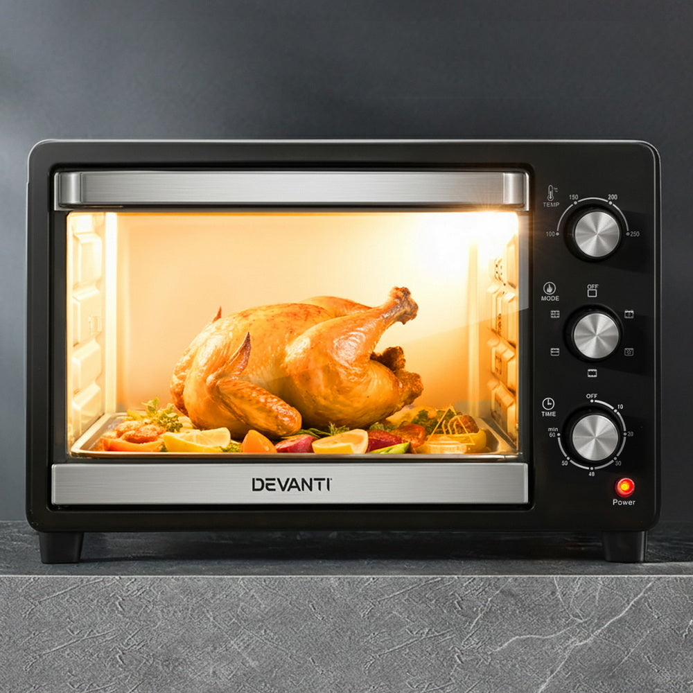 Devanti 30L Electric Convection Oven with Rotisserie Set 1600W