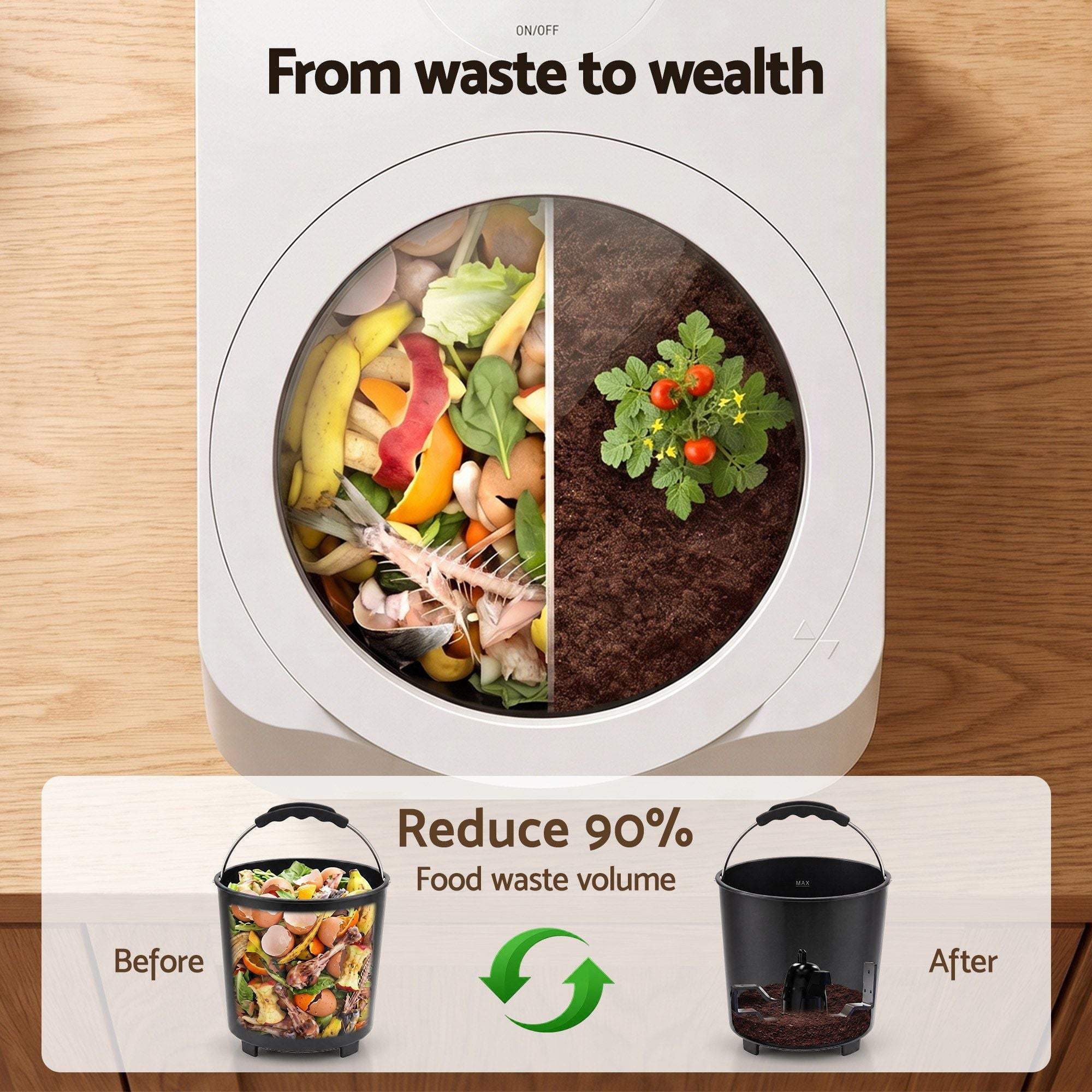 Devanti 4.5L Electric Composter Smart Compost Bin Kitchen Food Waste Recycler