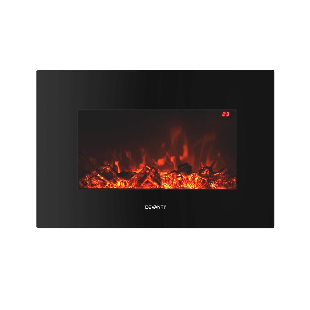 Devanti 2000W Electric Fireplace Heater Black