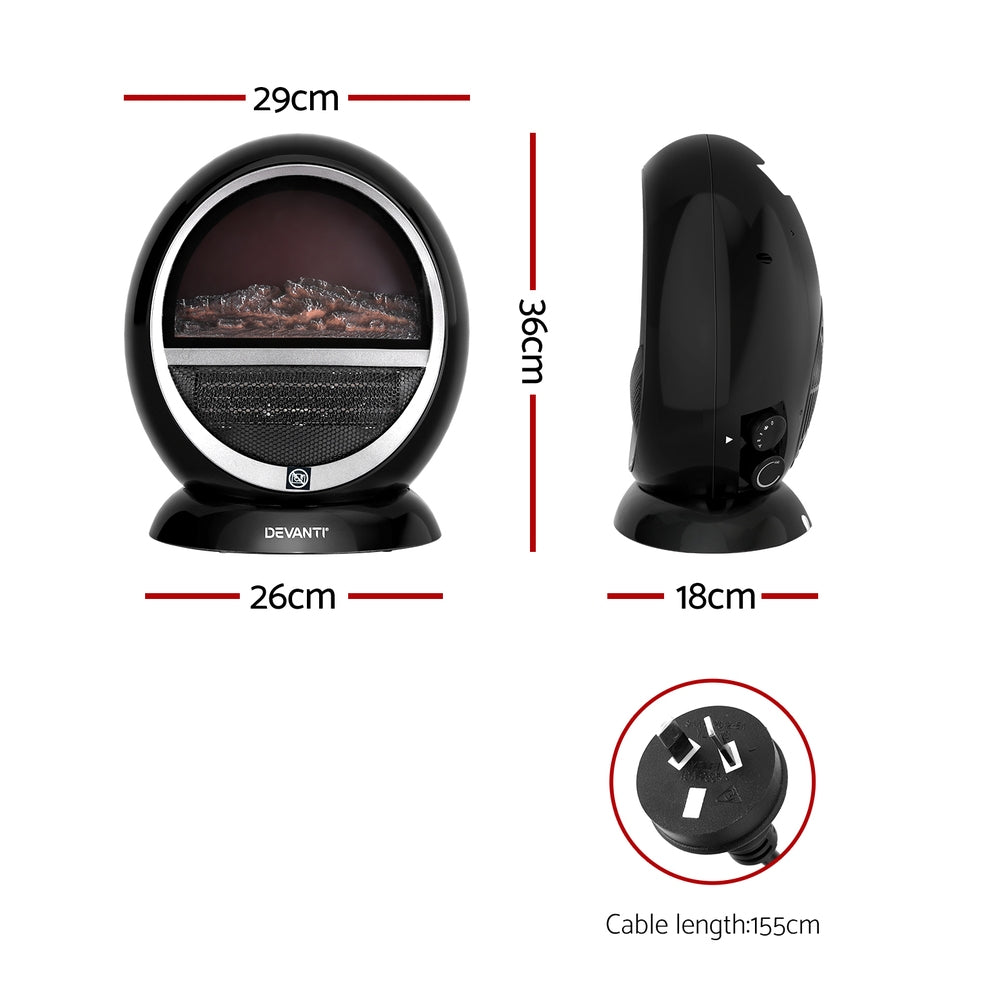 Devanti 1500W Electric Fireplace Heater Freestanding Black