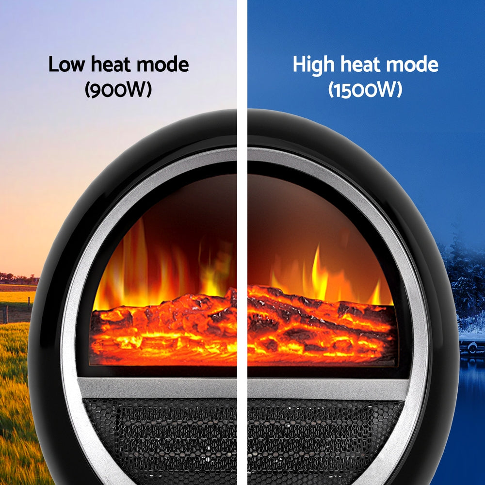 Devanti 1500W Electric Fireplace Heater Freestanding Black