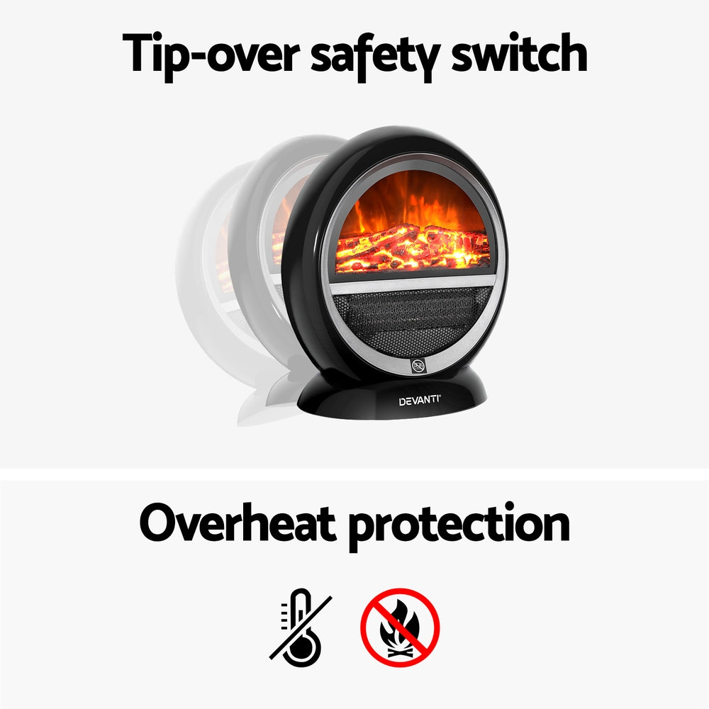 Devanti 1500W Electric Fireplace Heater Freestanding Black