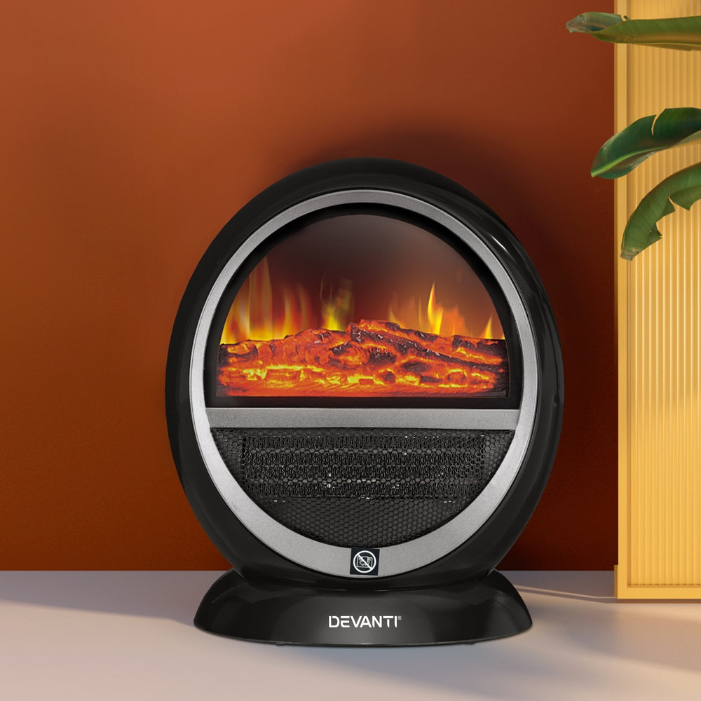 Devanti 1500W Electric Fireplace Heater Freestanding Black