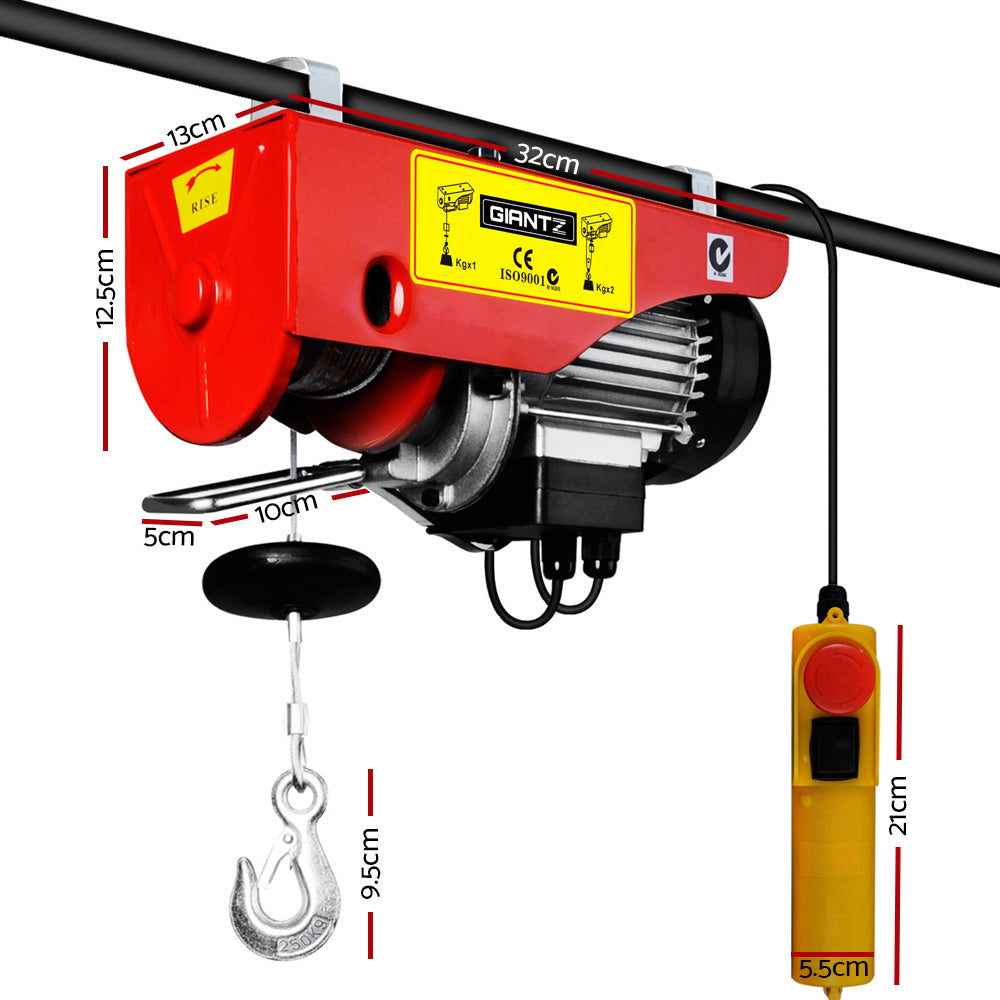 Giantz 125/250KG Electric Hoist Winch 18M Cable Remote Control