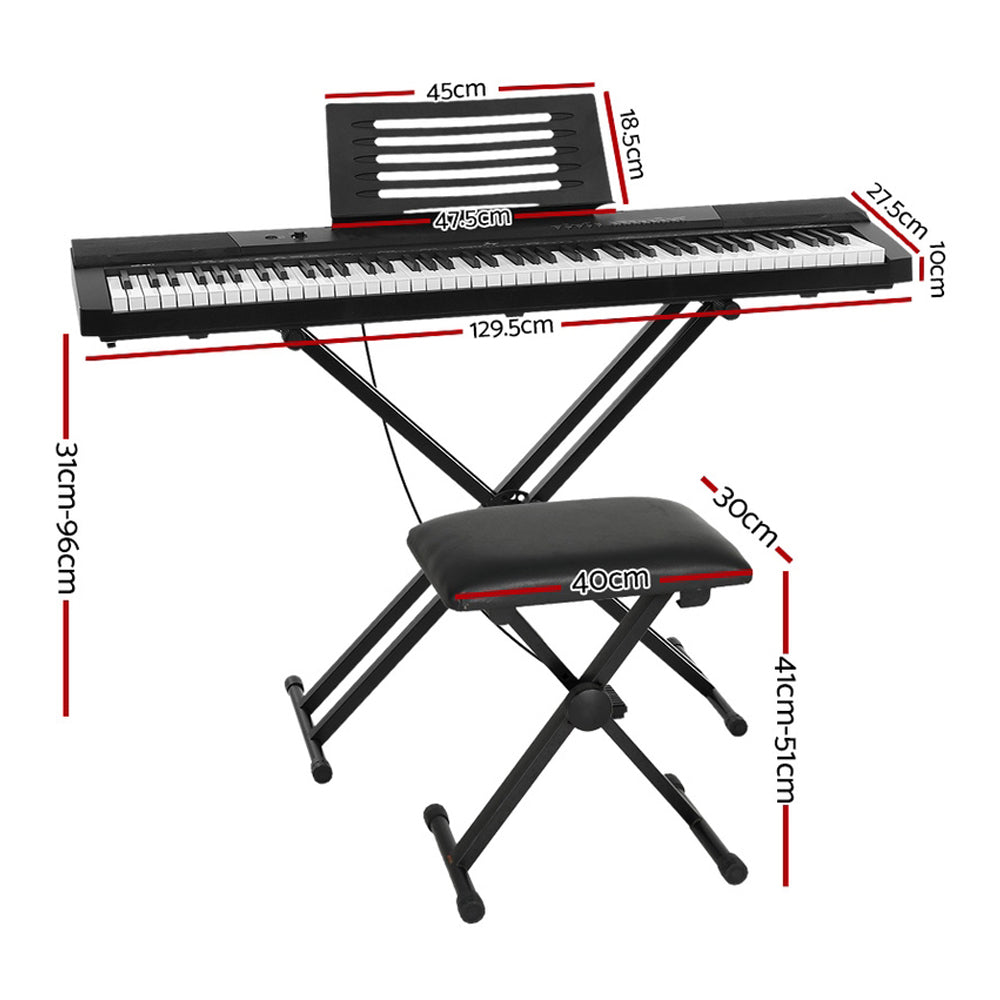 Alpha 88-Key Electronic Piano Keyboard Digital Electric w/ Stand Stool Pedal