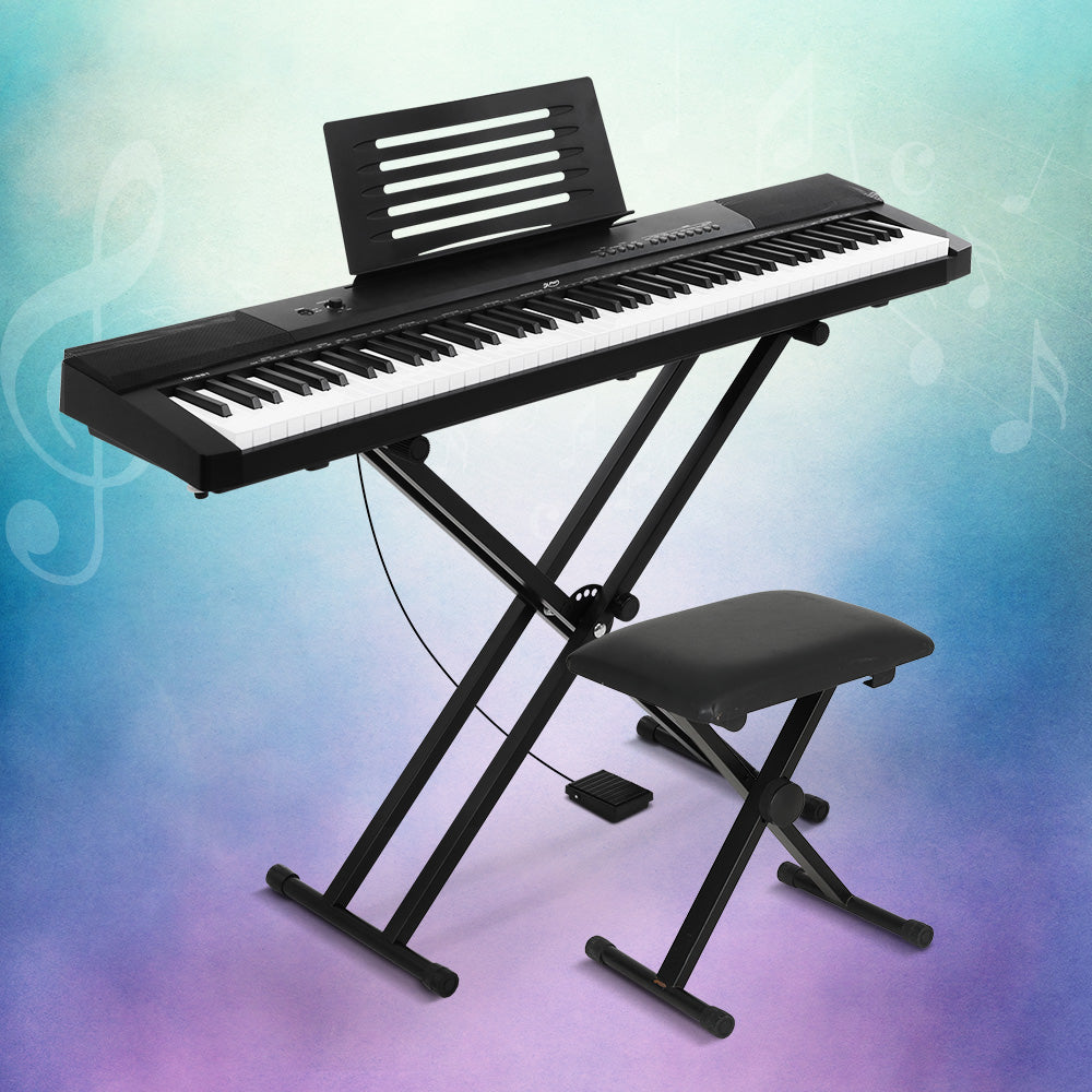 Alpha 88-Key Electronic Piano Keyboard Digital Electric w/ Stand Stool Pedal
