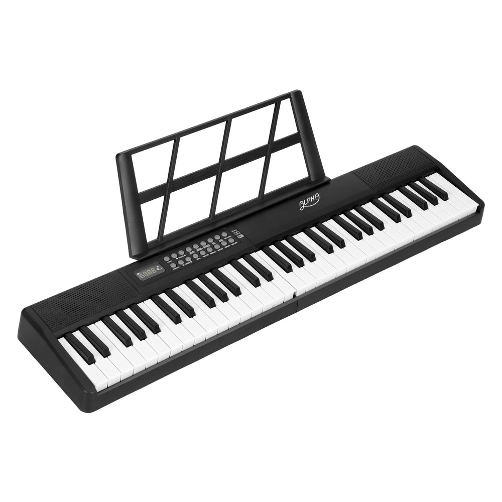 Alpha 61-Key Foldable Electronic Piano Keyboard Black w/ Carry Bag