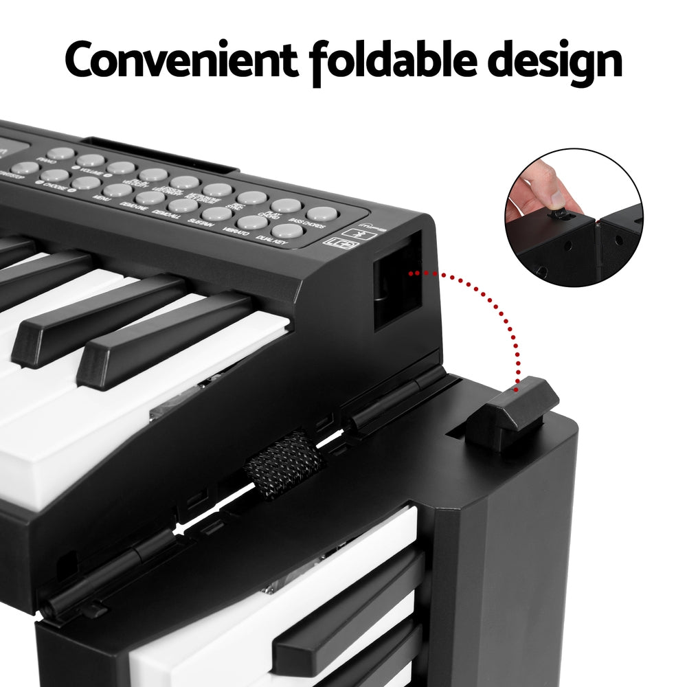 Alpha 61-Key Foldable Electronic Piano Keyboard Black w/ Carry Bag