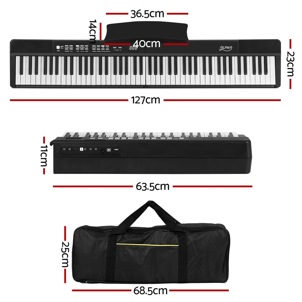 Alpha 88-Key Foldable Electronic Piano Keyboard Black