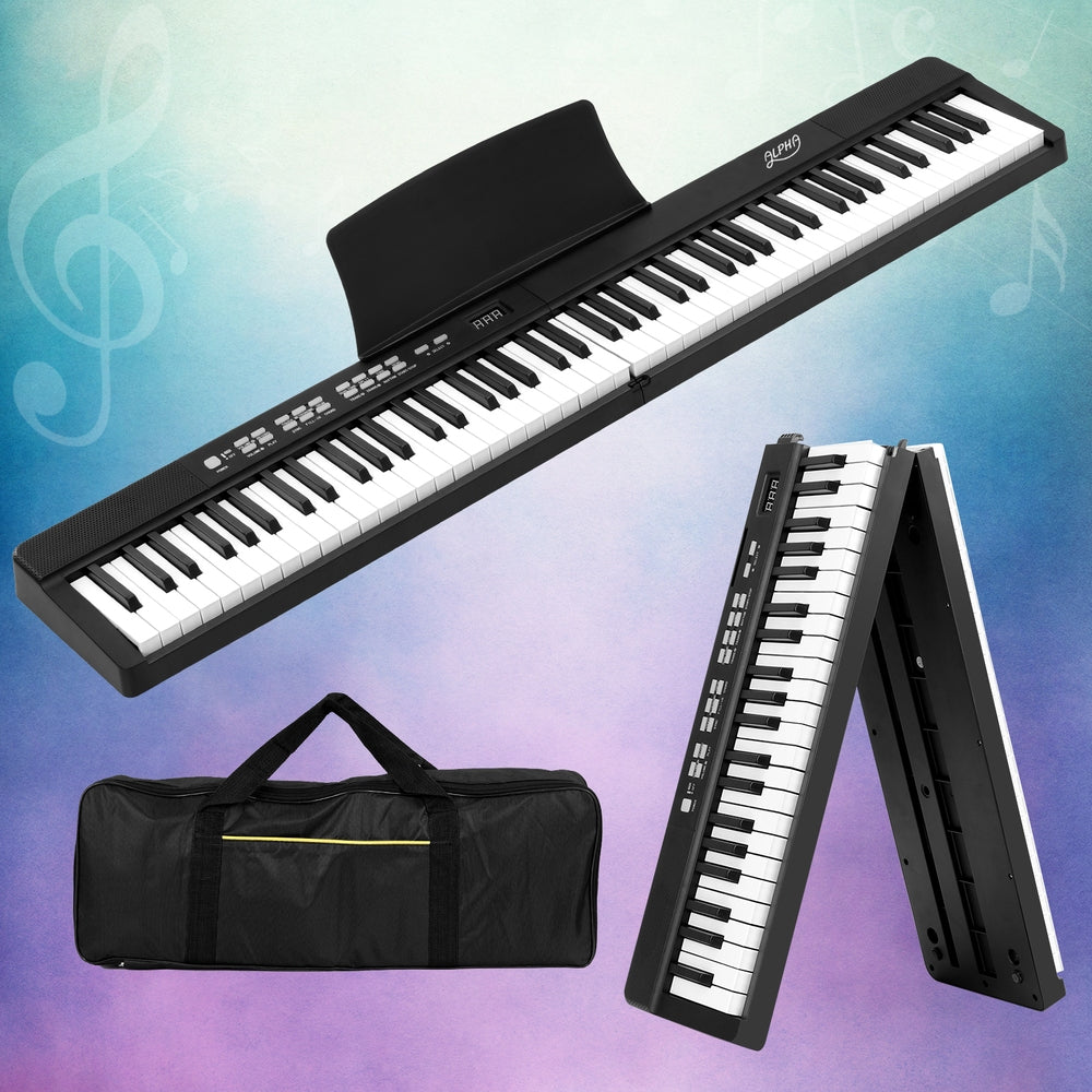 Alpha 88-Key Foldable Digital Electric Piano Keyboard with Carry Bag