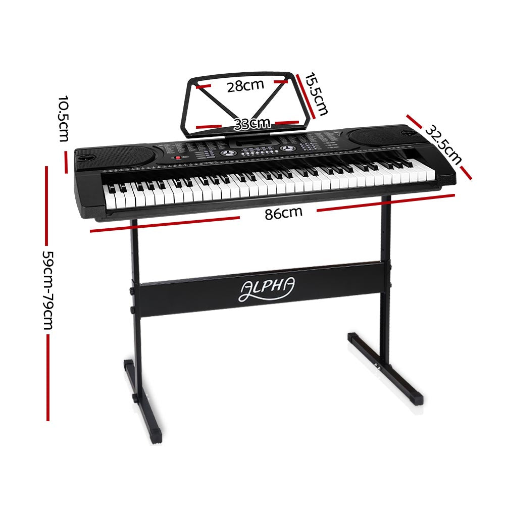Alpha 61-Key Digital Piano Keyboard Black Beginner Set