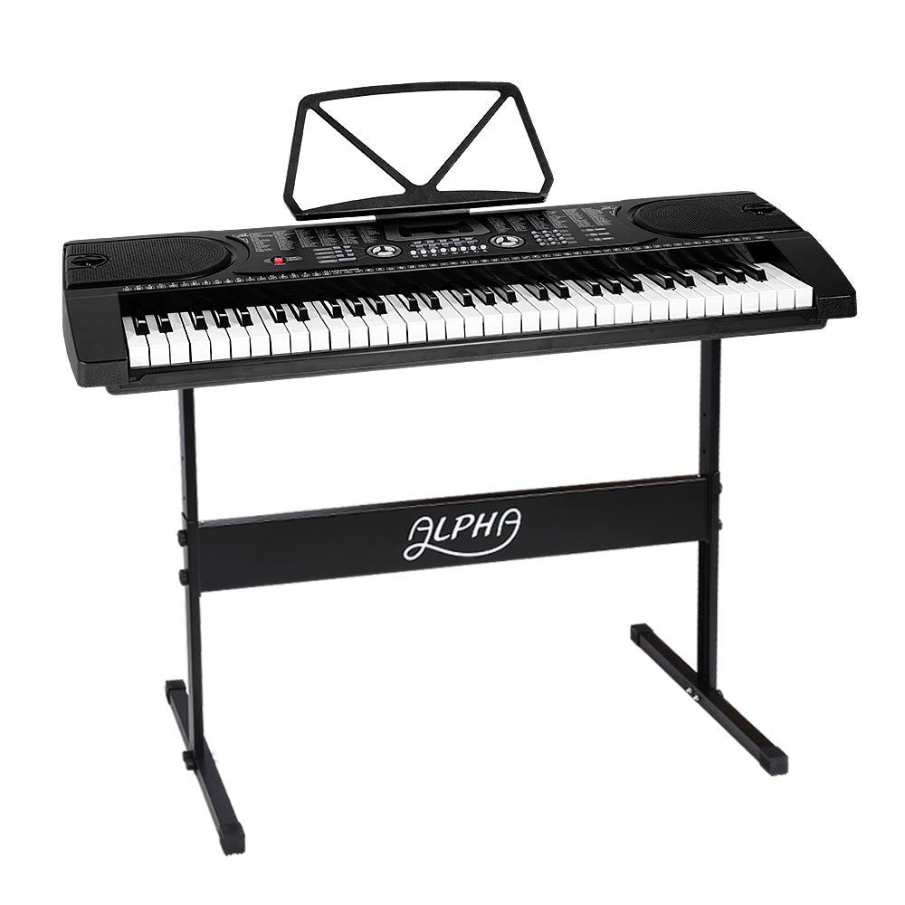 Alpha 61-Key Digital Piano Keyboard Black Beginner Set