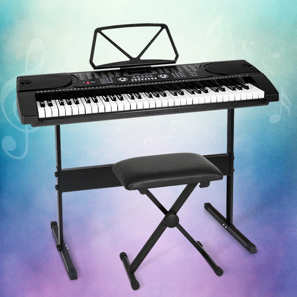 Alpha 61-Key Digital Piano Keyboard Black w/ Stand & Stool