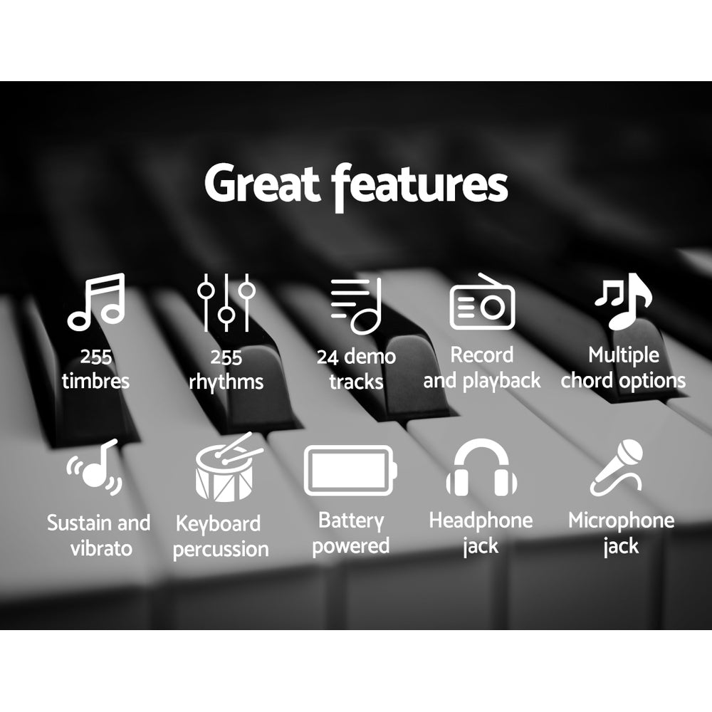 Alpha 61-Key Electronic Piano Keyboard Beginner Silver w/ Stand
