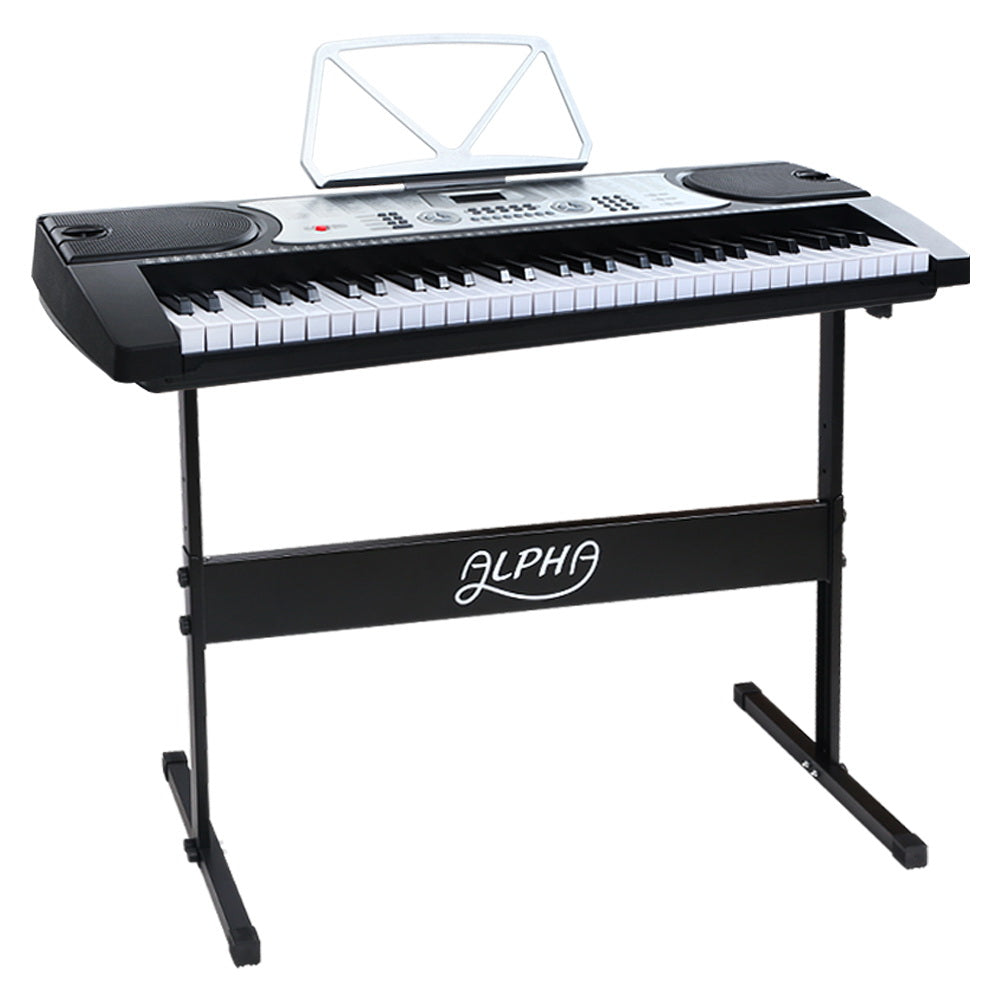 Alpha 61-Key Electronic Piano Keyboard Beginner Silver w/ Stand