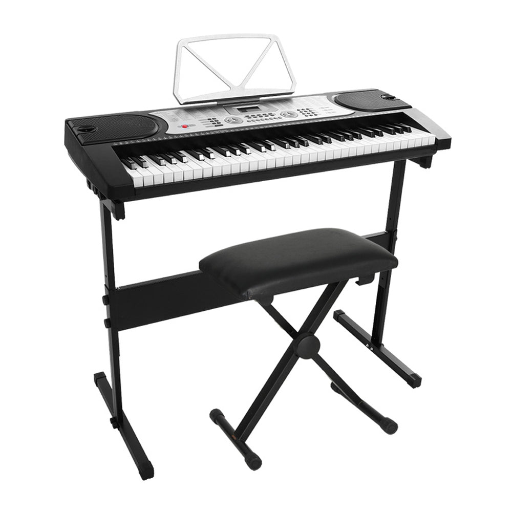 Alpha 61-Key Electronic Piano Keyboard Silver w/ Stand & Stool