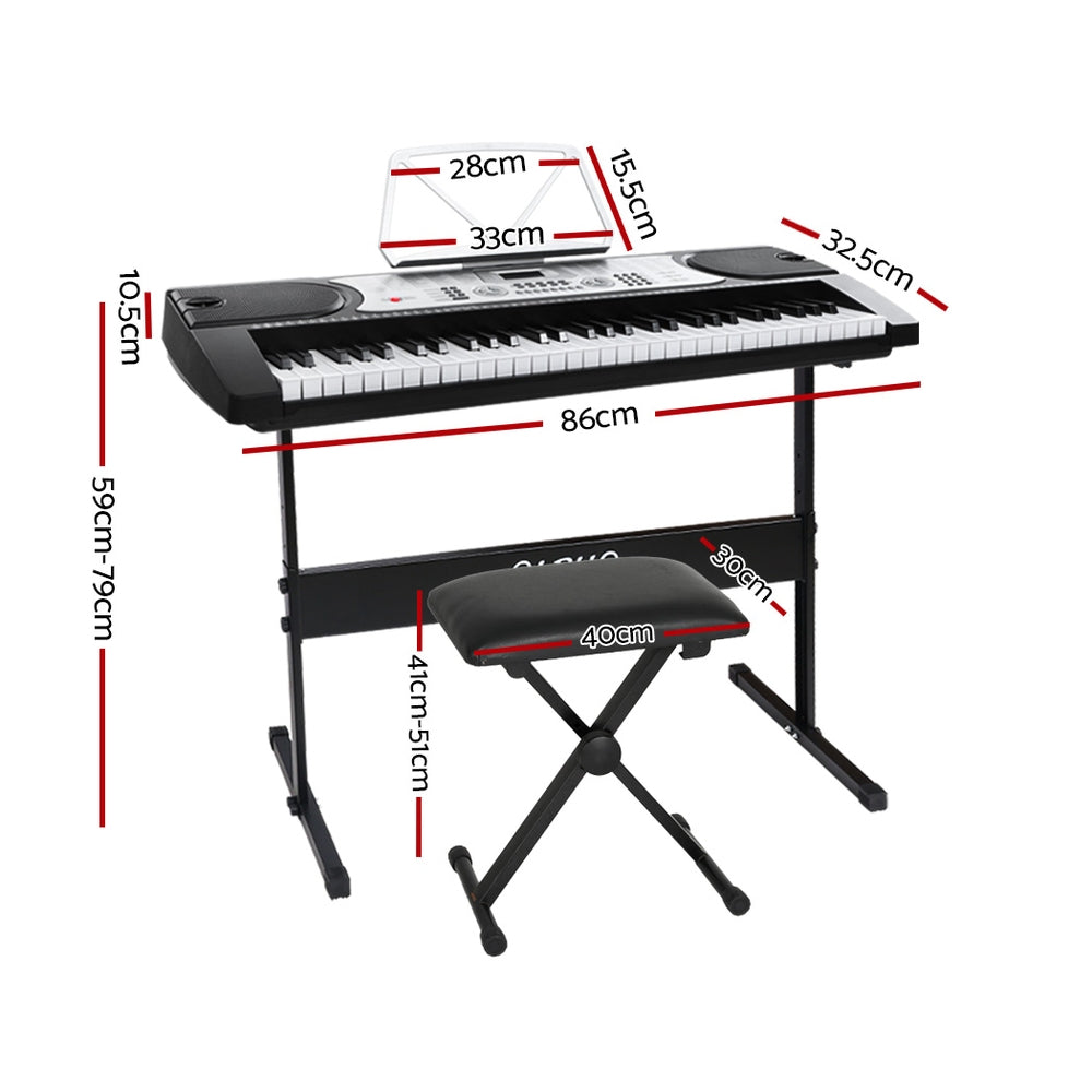 Alpha 61-Key Electronic Piano Keyboard Silver w/ Stand & Stool