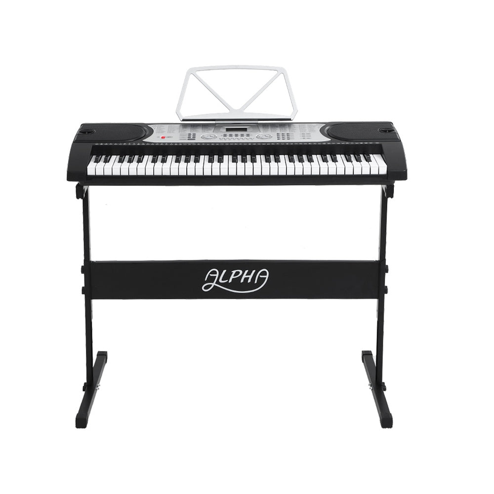 Alpha 61-Key Electronic Piano Keyboard Silver w/ Stand & Stool