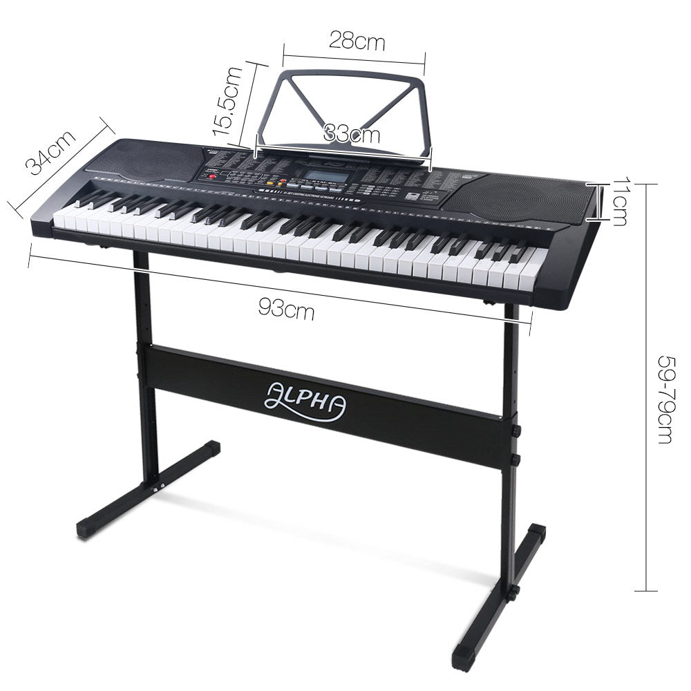Alpha 61-Key Electronic Piano Keyboard Lighted Black