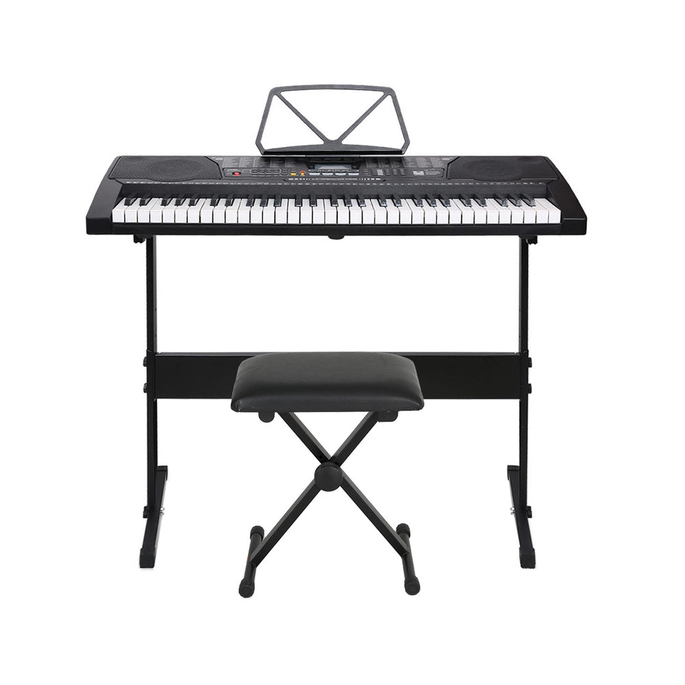 Alpha 61-Key Electronic Piano Keyboard Lighted Black w/ Stand & Stool
