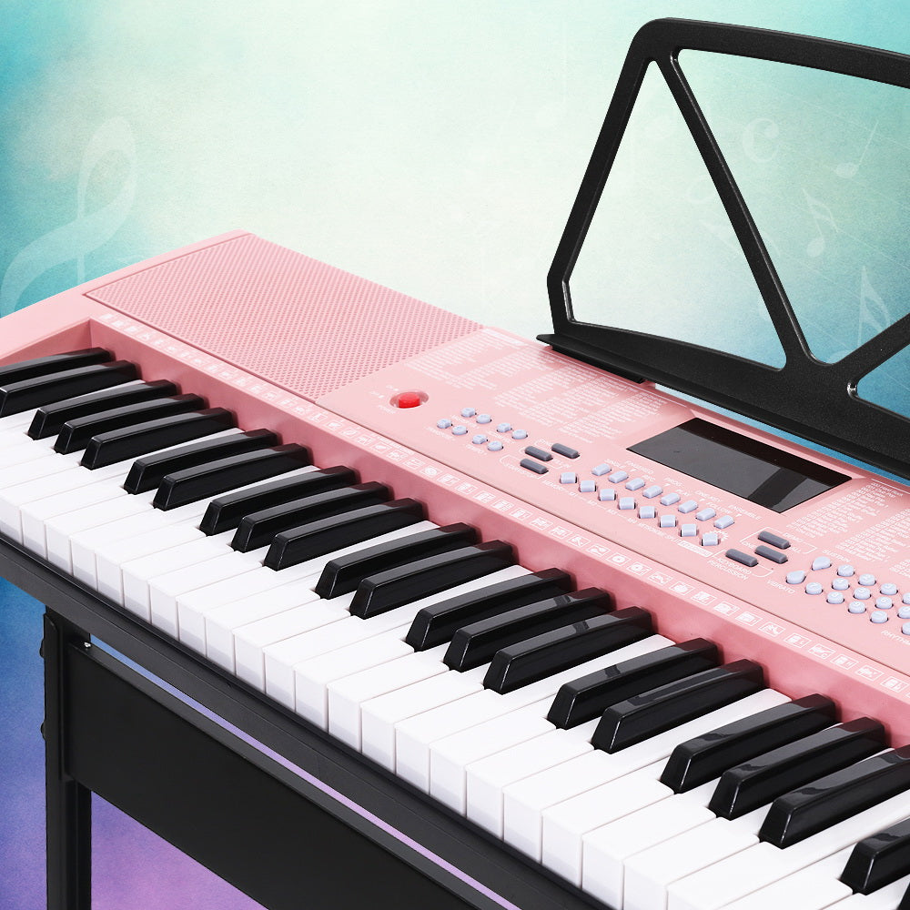 Alpha EK-97 61 Key Portable Electronic Piano Keyboard with Stand Pink