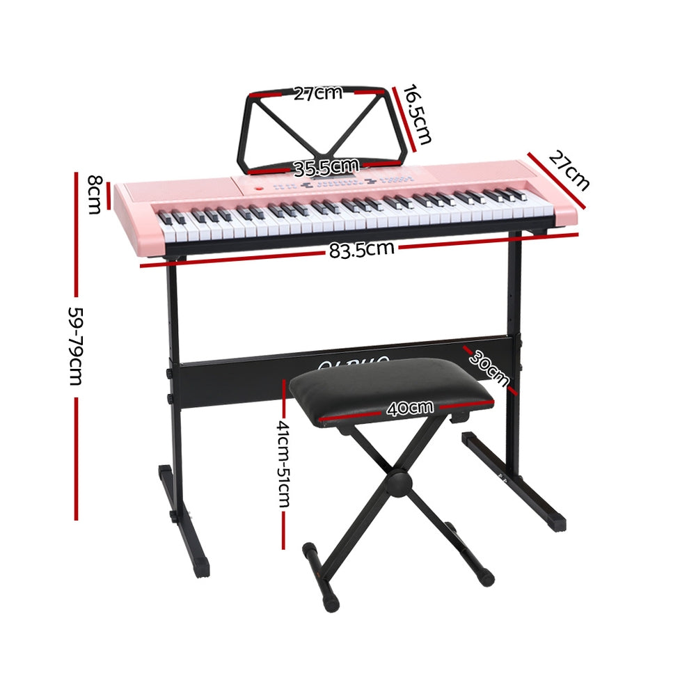 Alpha 61-Key Digital Piano Keyboard Pink w/ Stand & Stool