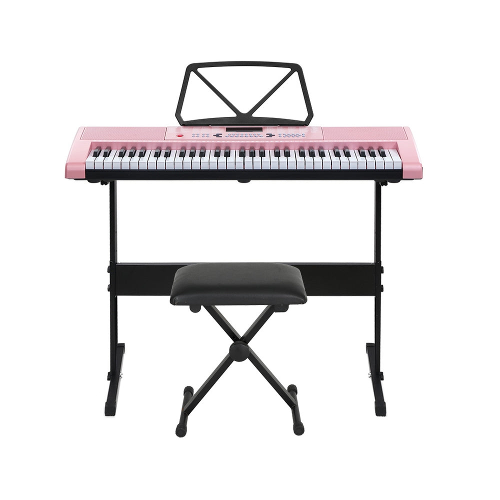 Alpha 61-Key Digital Piano Keyboard Pink w/ Stand & Stool