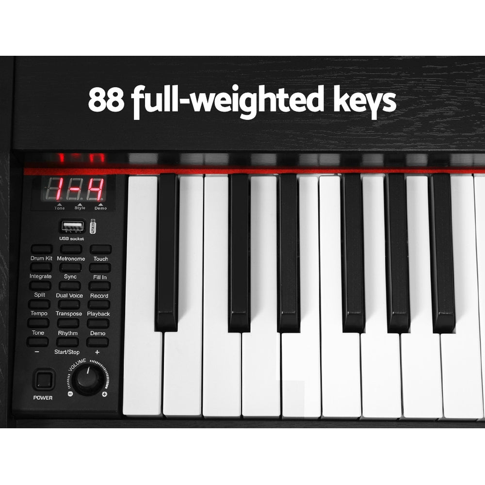 Alpha 88-Key Digital Piano Keyboard Black w/ Stand & Stool