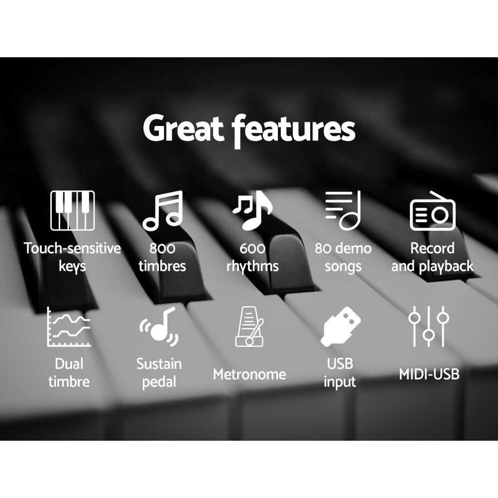 Alpha 88-Key Digital Piano Keyboard Black w/ Stand & Stool