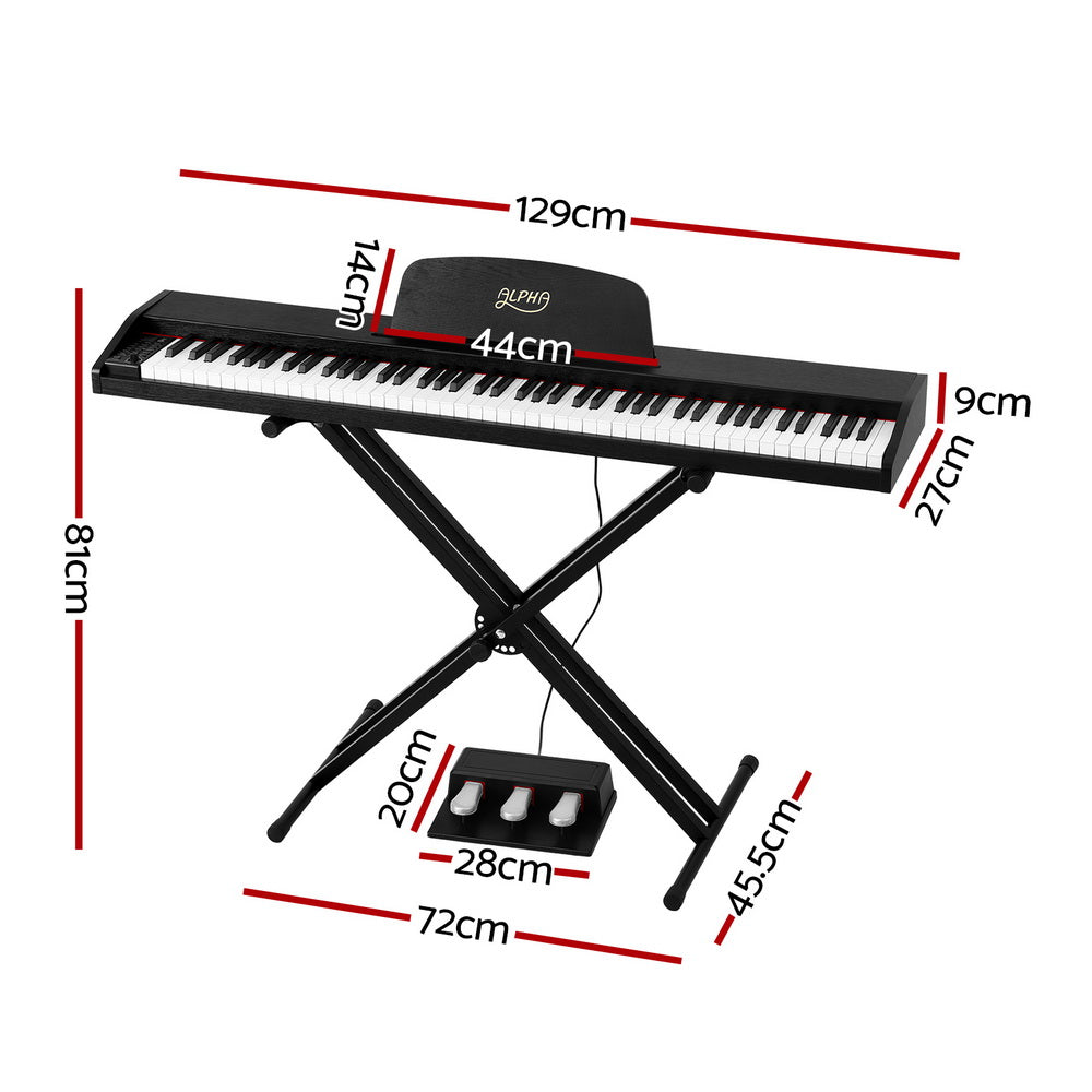 Alpha 88-Key Digital Piano Keyboard Electronic Black w/ Stand