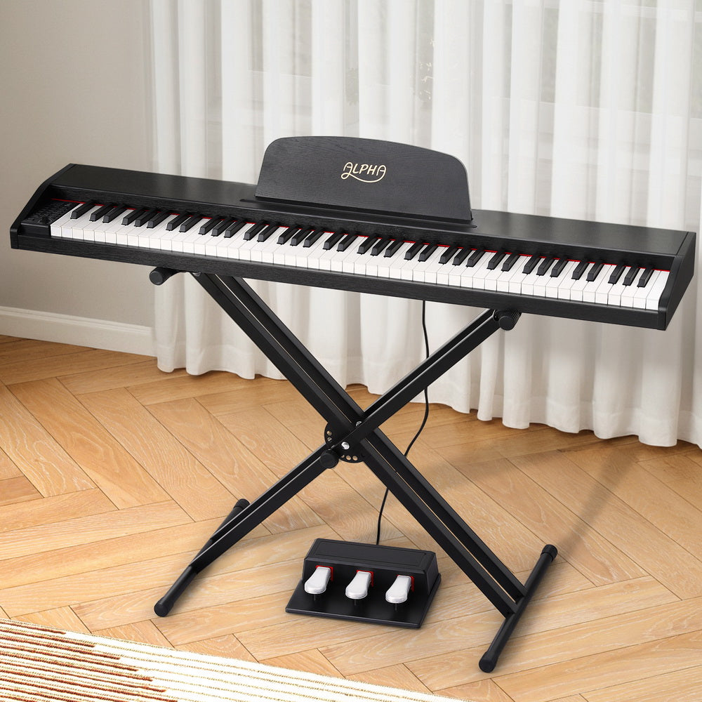 Alpha 88-Key Digital Piano Keyboard Electronic Black w/ Stand